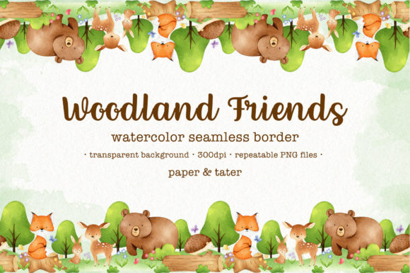 Download Woodland Friends Watercolor Border - Woodland friends Collection